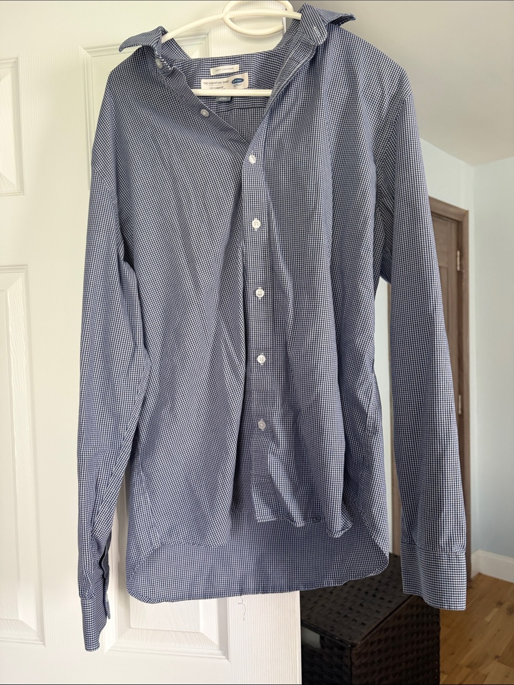 Old Navy Navy Micro-Check Button-Down Dress Shirt